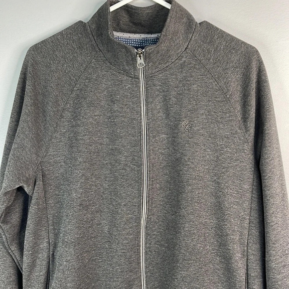 ROBERT GRAHAM Zip Sweater Jacket Grey Long Sleeve Pockets Logo Preppy Neutral S - Picture 3 of 10